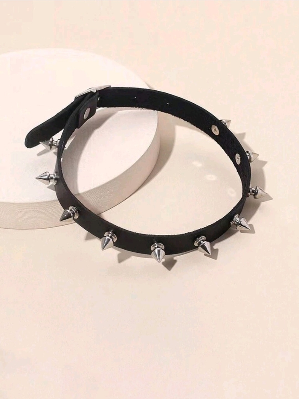 Black Spike Studded Vegan Leather Choker Necklace Collar